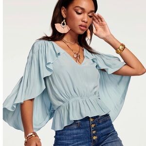 Ramy Brook Sky Blue Ruffle Blouse XS-NWT
